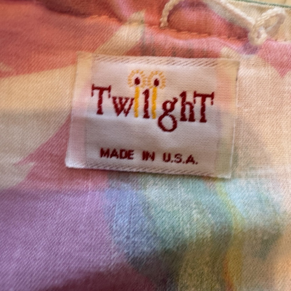 Vintage Twilight Pastel Abstract Floral Maxi Lounger Robe Pink Blue USA Granny - Picture 7 of 10